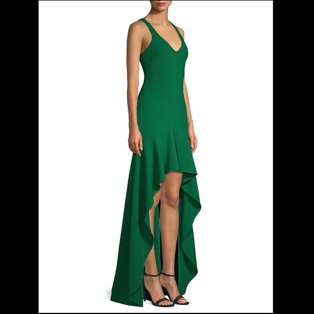 LIKELY High Low Ruffle Gown - Green - Size 6
